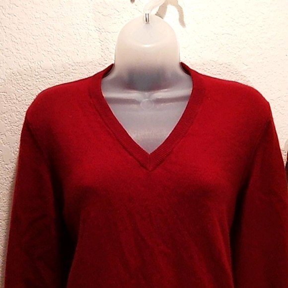 EL DAWS VINTAGE 100% CASHMERE BURGANDY V NECK SWEATER - Picture 4 of 6